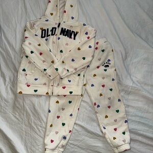 Old Navy Kids Multicolor Heart Joggers Set - Cream